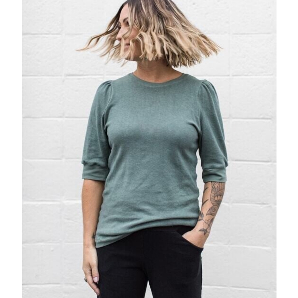 Lilikoi - Jane Top - Hand Dyed Moss size small regular